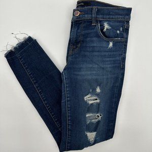 J Brand Demented Trouble Distressed Cropped Blue Denim Jeans‎ Pants Sz 26
